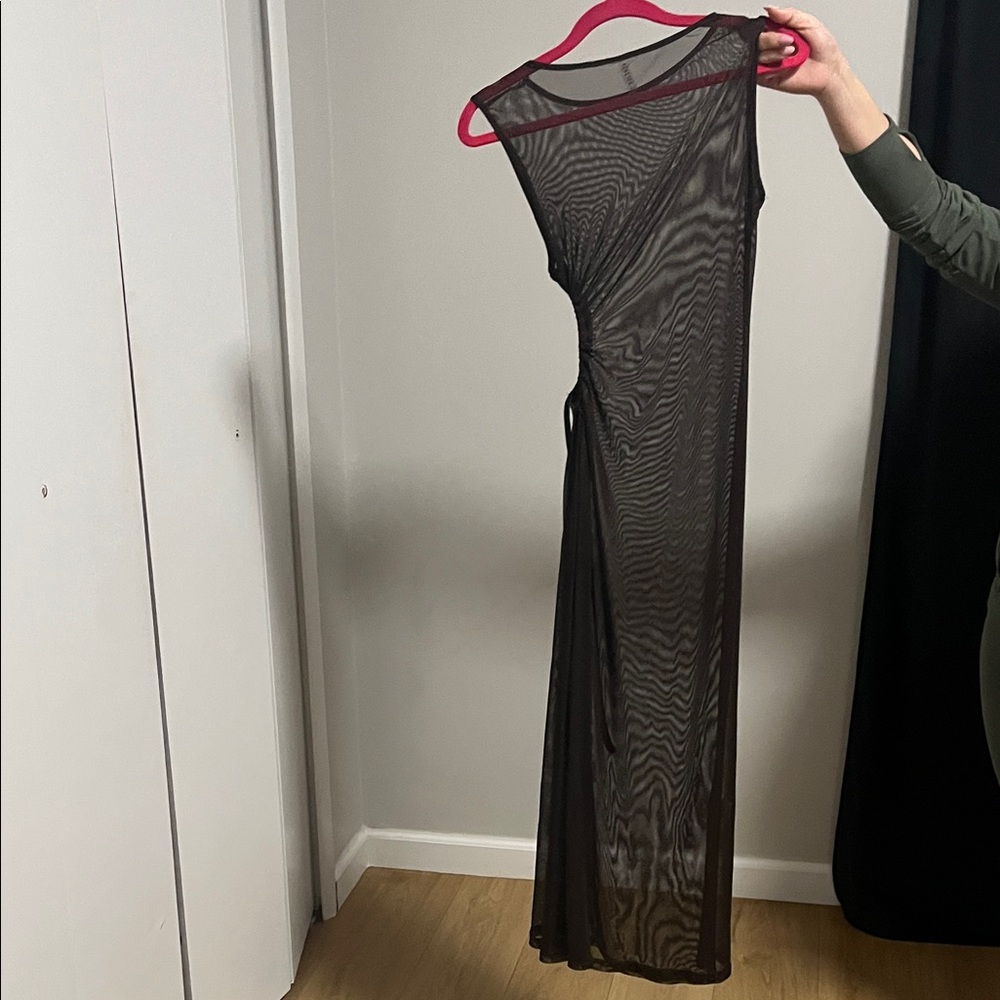Dark Brown Sheer Swim Cover-Up